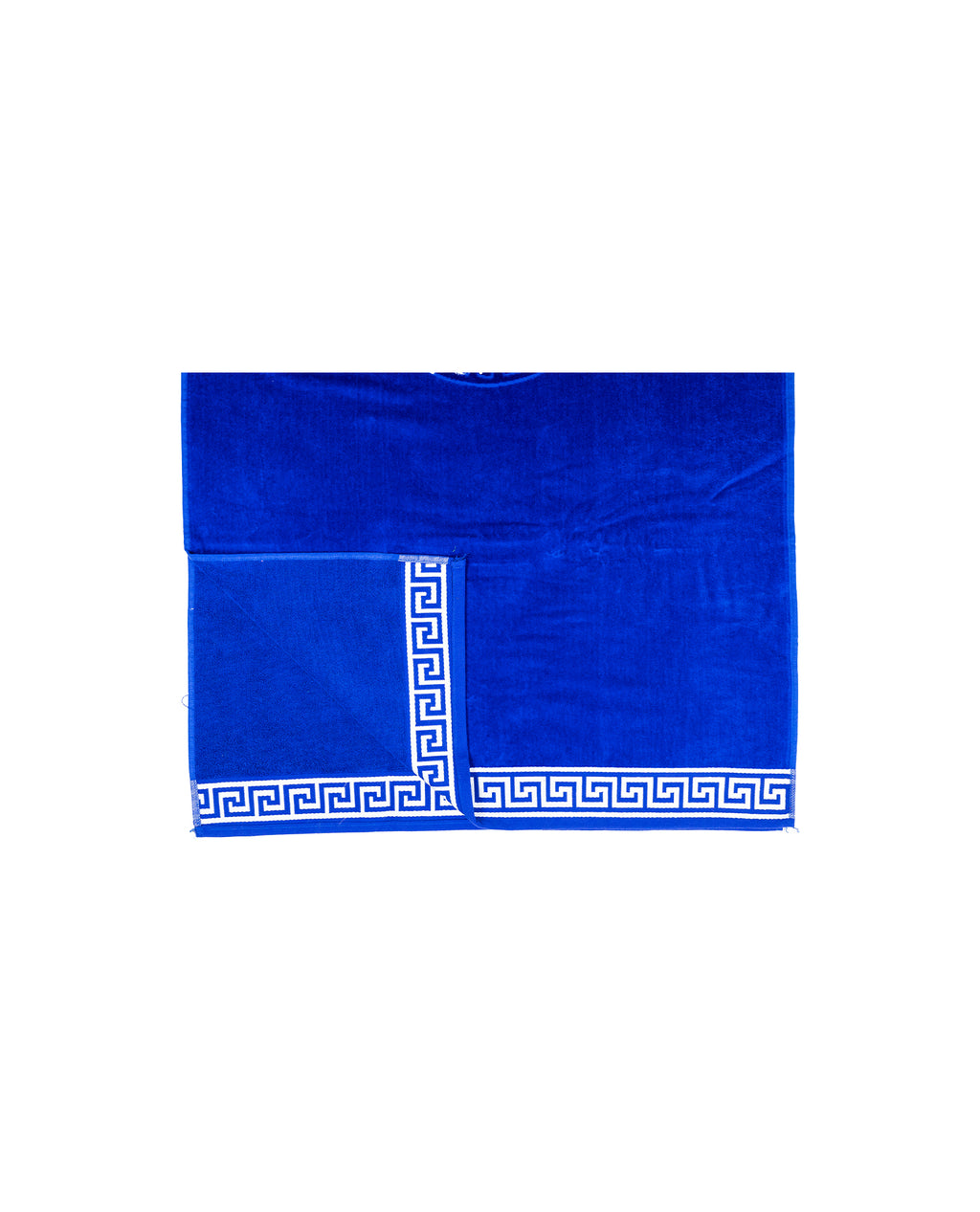 POSEIDON navy kék strandtörölköző 165x90 cm – görög mintás design, 100% pamut, ÖKO-TEX