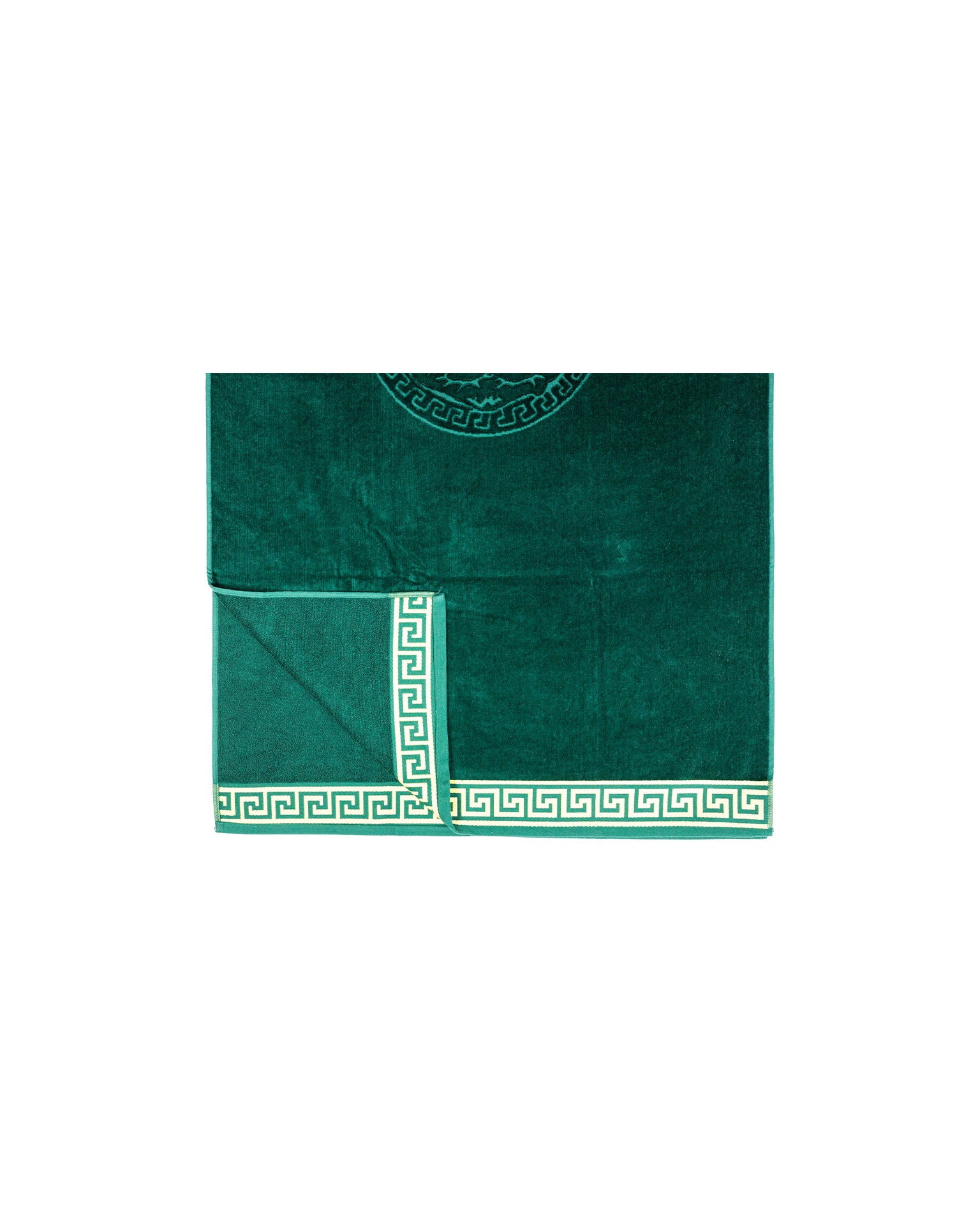 POSEIDON smaragdzöld strandtörölköző 165x90 cm – görög mintás design, 100% pamut, ÖKO-TEX