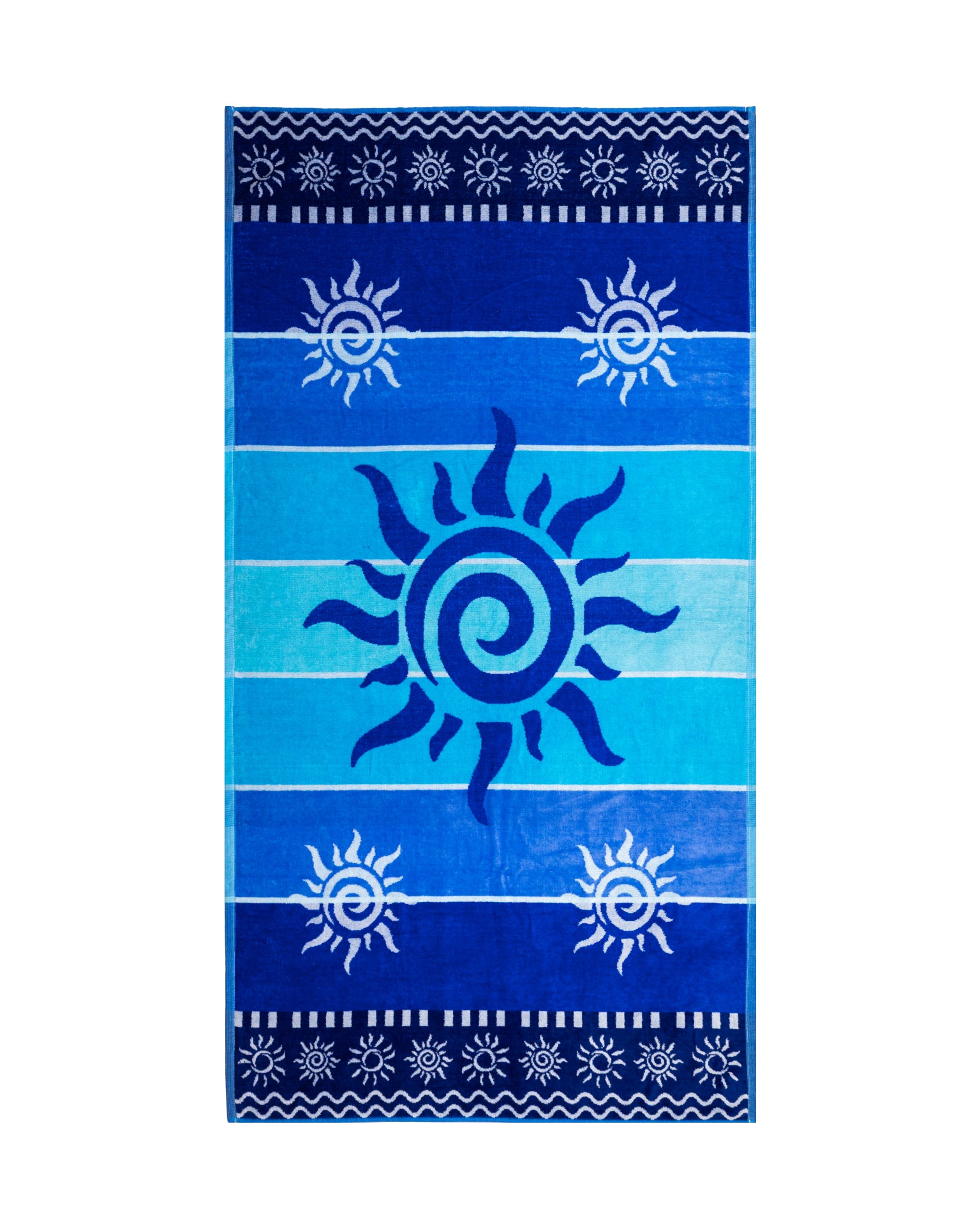 STROMBOLI kék strandtörölköző 165x90 cm – olasz csíkos design, 100% pamut, ÖKO-TEX