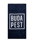 BUDAPEST sötétkék strandtörölköző 165x90 cm – Budapest design, 100% pamut, ÖKO-TEX