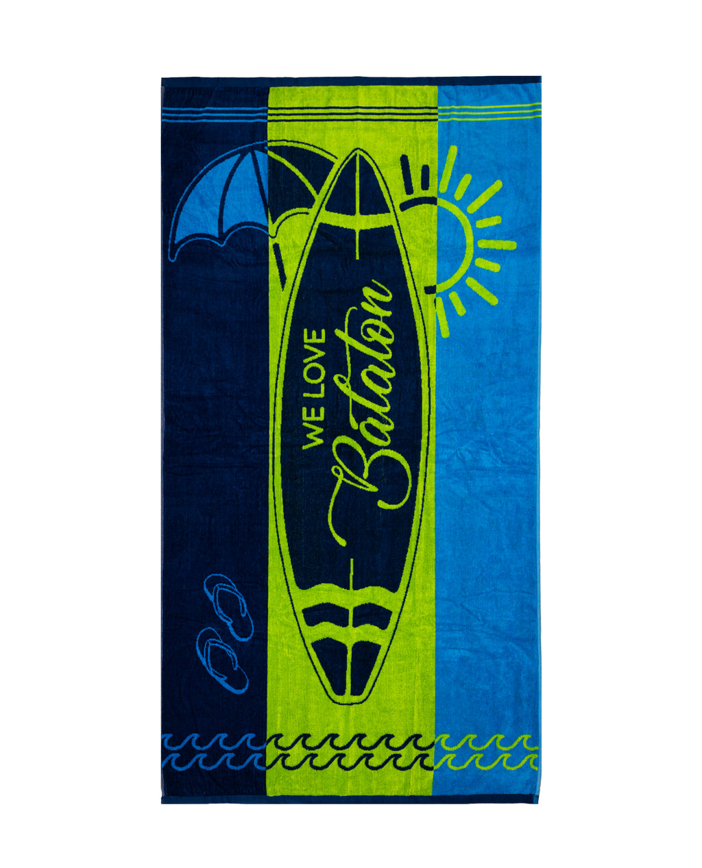 BALATON Strandtörölköző kék-zöld 2024 160x86cm