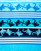 CRAZY GEKKO türkiz strandtörölköző felülnézetből – 165x90 cm XXL pamut
