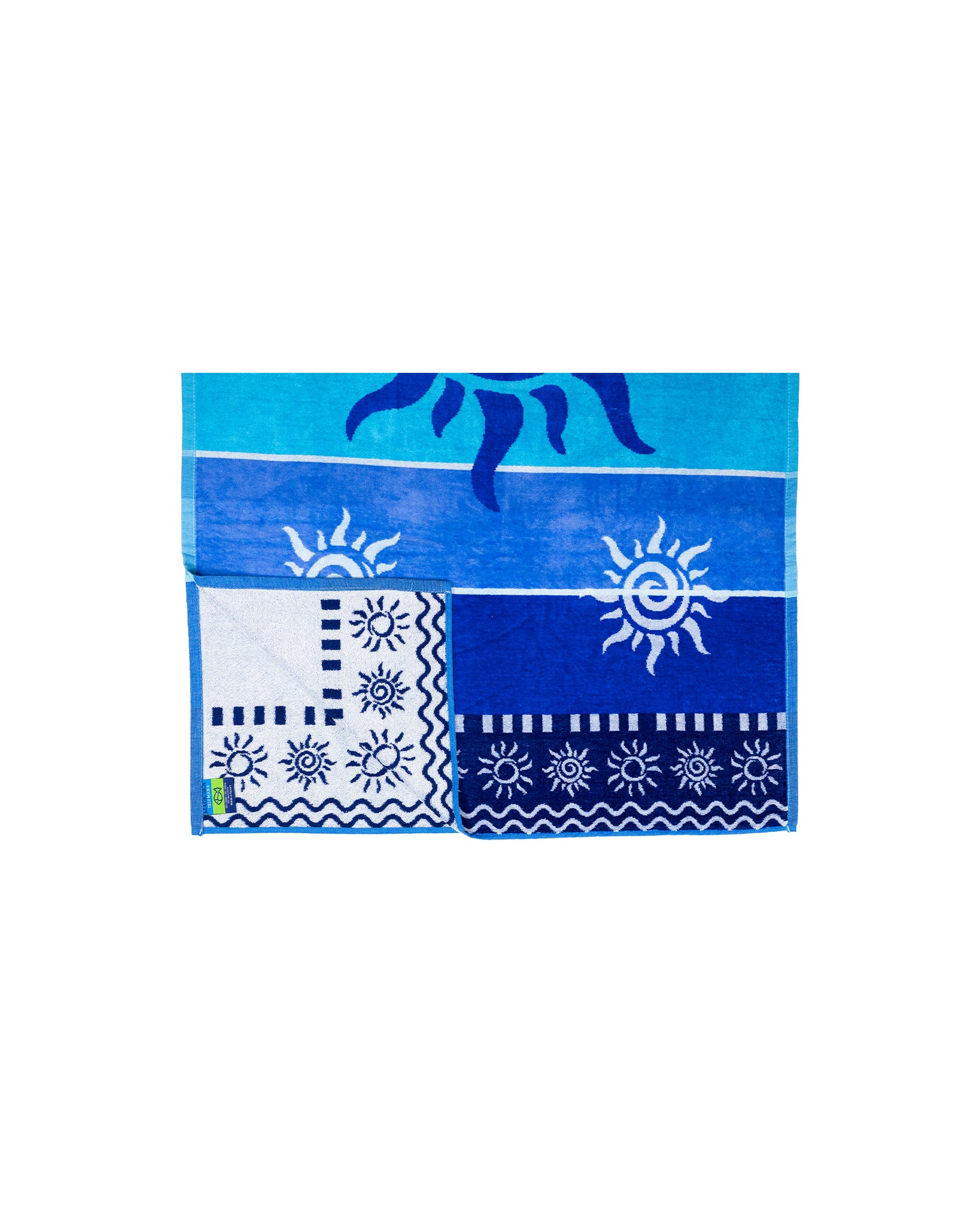 STROMBOLI kék strandtörölköző 165x90 cm – olasz csíkos design, 100% pamut, ÖKO-TEX