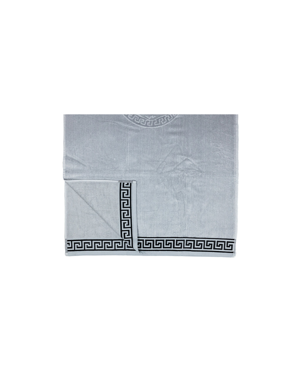 POSEIDON szürke strandtörölköző 165x90 cm – görög mintás design, 100% pamut, ÖKO-TEX