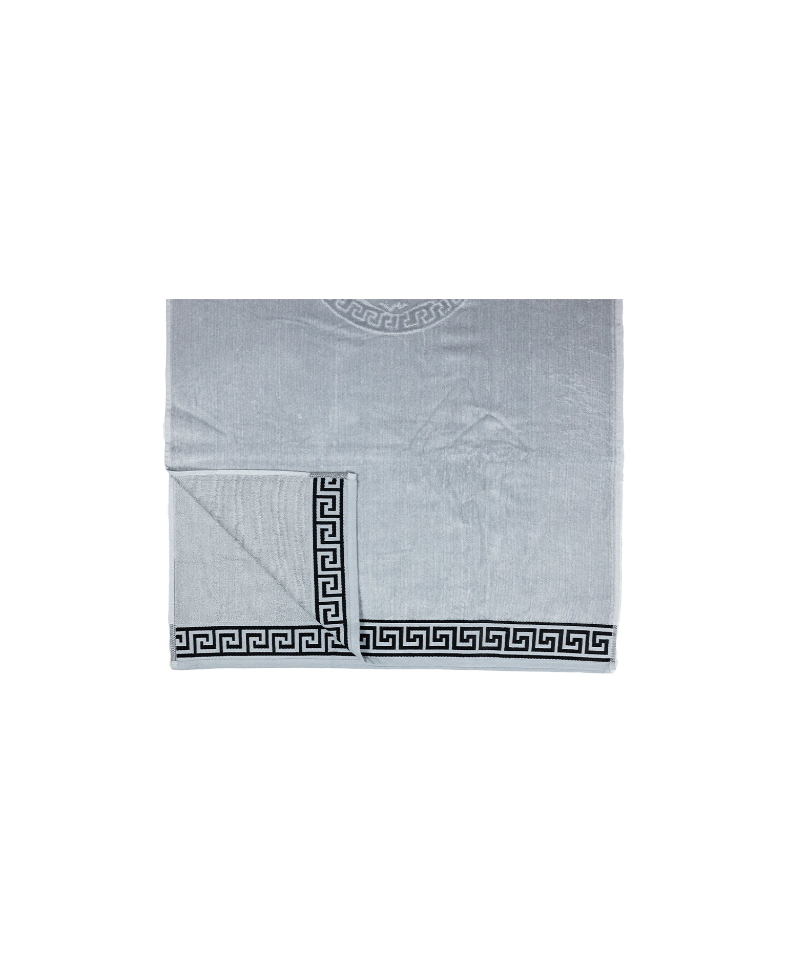 POSEIDON szürke strandtörölköző 165x90 cm – görög mintás design, 100% pamut, ÖKO-TEX