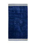 POSEIDON sötétkék strandtörölköző 165x90 cm – görög mintás design, 100% pamut, ÖKO-TEX