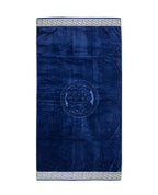 POSEIDON sötétkék strandtörölköző 165x90 cm – görög mintás design, 100% pamut, ÖKO-TEX