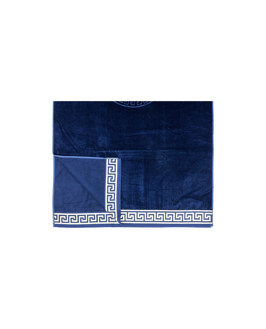 POSEIDON sötétkék strandtörölköző 165x90 cm – görög mintás design, 100% pamut, ÖKO-TEX