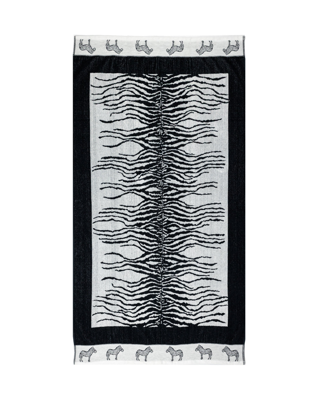 AFRIKA fehér zebra strandtörölköző 165x90 cm – olasz zebra mintás design, 100% pamut, ÖKO-TEX
