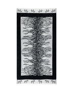 AFRIKA fehér zebra strandtörölköző 165x90 cm – olasz zebra mintás design, 100% pamut, ÖKO-TEX