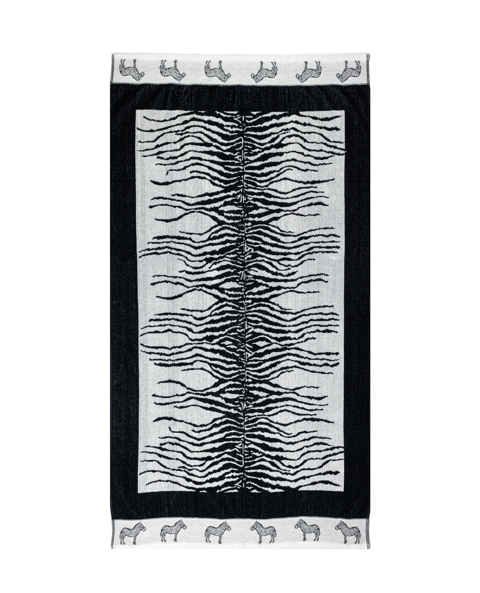 AFRIKA fehér zebra strandtörölköző 165x90 cm – olasz zebra mintás design, 100% pamut, ÖKO-TEX