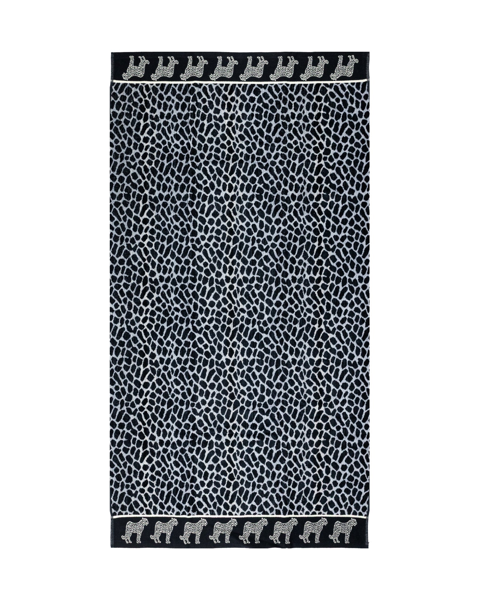 AFRIKA szürke leopárd strandtörölköző 165x90 cm – olasz leopárd mintás design, 100% pamut, ÖKO-TEX