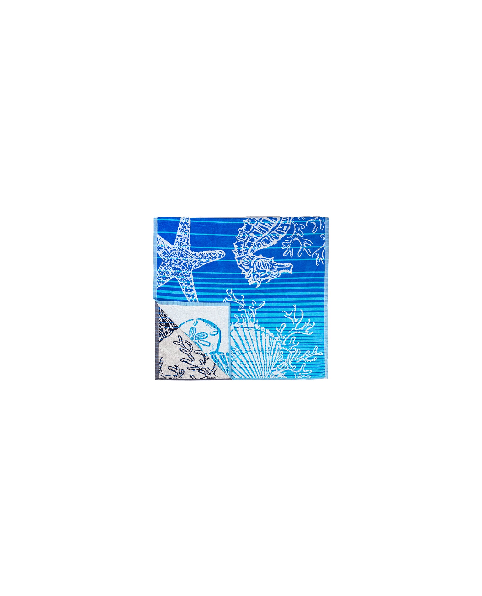 ISCHIA kék strandtörölköző 165x90 cm – olasz mediterrán design, 100% pamut, ÖKO-TEX