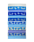 CRAZY GEKKO kék strandtörölköző 165x90 cm – olasz gekkó mintás design, 100% pamut, ÖKO-TEX