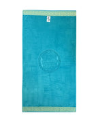 POSEIDON türkiz strandtörölköző 165x90 cm – görög mintás design, 100% pamut, ÖKO-TEX